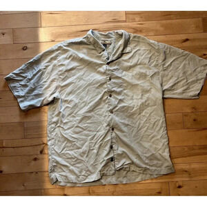 Tommy Bahama Button Down Shirt Adult XL Silk Textured Pocket Short Sleeve Mens